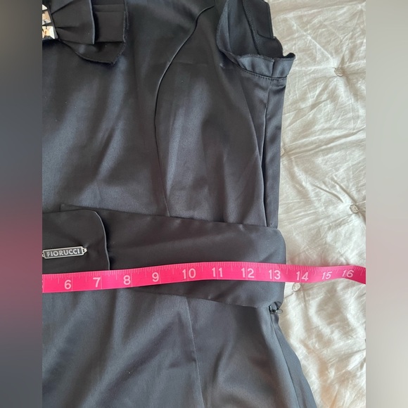 FIORUCCI Satin sleeveless Mini Dress with embellished bow ruffles & logo belt - Picture 12 of 15